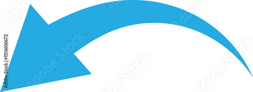 Hand painted, hand draw sketchy curve arrow blue arrow isolated on white background. This has clipping path.