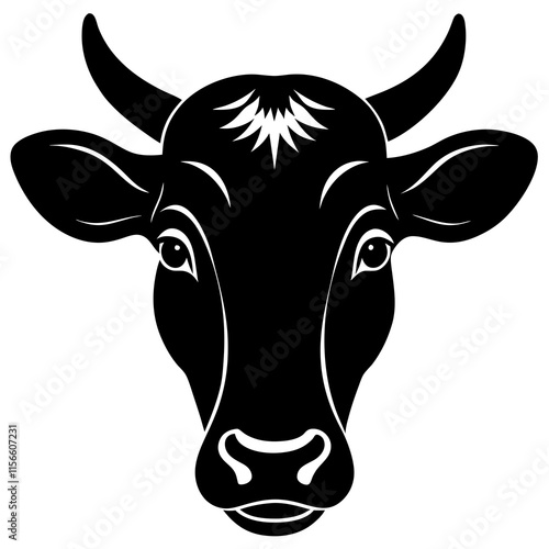 Cow Head Silhouette vector illustration