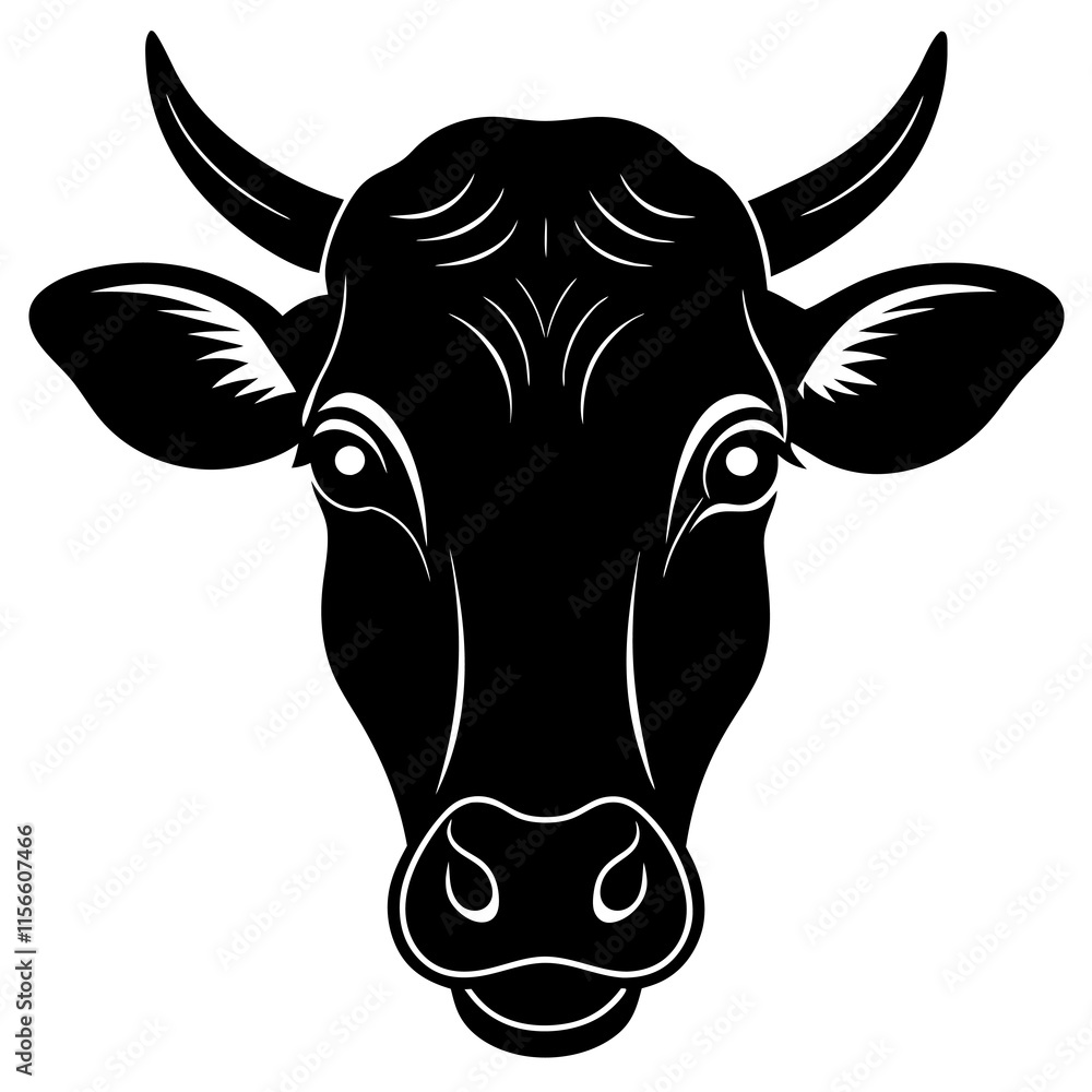 Cow Head Silhouette vector illustration Cow Head Silhouette vector illustration