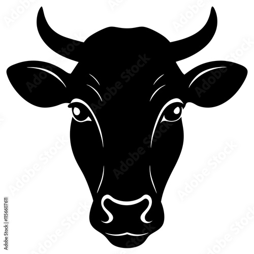 Cow Head Silhouette vector illustration