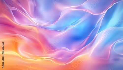 Wallpaper Mural A vibrant, abstract background featuring flowing waves of pink, blue, and orange colors, creating a dreamy and ethereal atmosphere. Torontodigital.ca