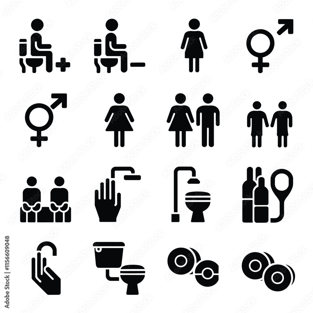 Toilet line icon set vector Toilet line icon set vector