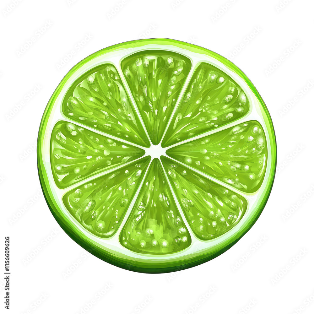 A bright slice of lime, isolated on a transparent PNG white background A bright slice of lime, isolated on a transparent PNG white background