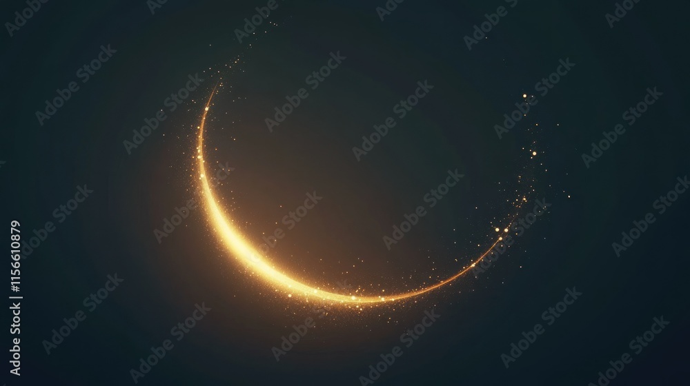 A golden arc with smooth light effects bending across a dark gradient background, surrounded by faint sparkles for a celebratory vibe A golden arc with smooth light effects bending across a dark gradient background, surrounded by faint sparkles for a celebratory vibe