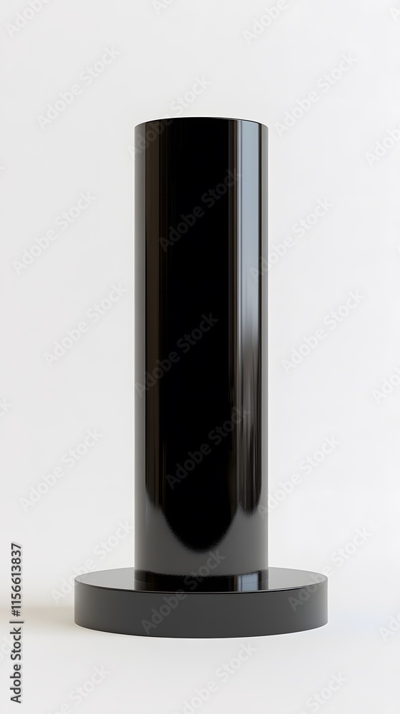 A tall, elegant podium with a high-gloss finish, positioned against a white background to make products stand out A tall, elegant podium with a high-gloss finish, positioned against a white background to make products stand out