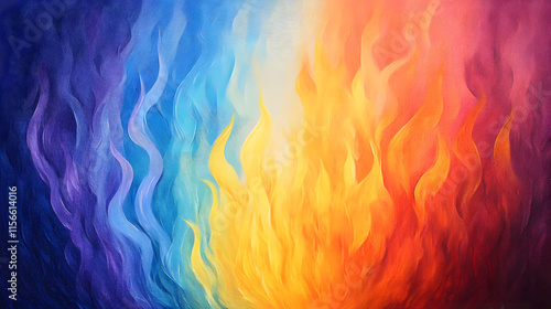 Combining flames and holiness in a vibrant display of spiritual symbolism, illustrating the fusion of fire and sacred elements in religious art, creating a powerful representation of divine energy and photo