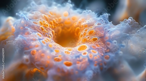 Wallpaper Mural Abstract Cellular Structure Orange And Blue Hues Torontodigital.ca