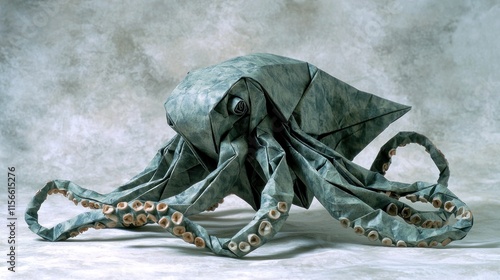 Origami octopus sculpture showcasing intricate folding techniques. photo