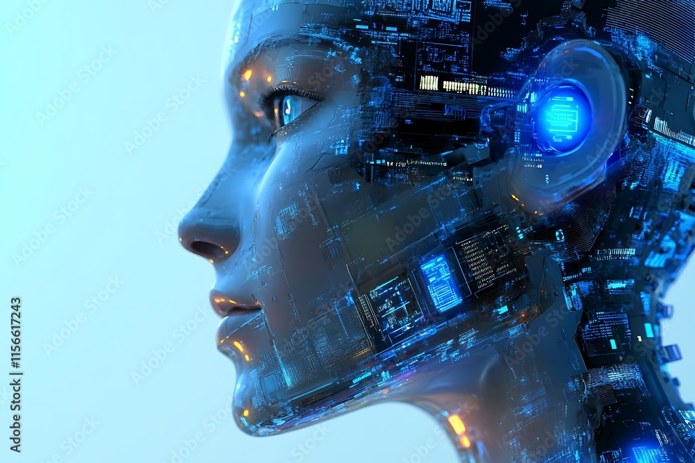 custom made wallpaper toronto digitalFemale Robot Head, Artificial Intelligence, Cyborg