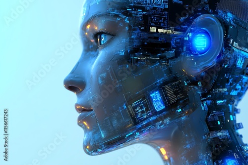 Wallpaper Mural Female Robot Head, Artificial Intelligence, Cyborg Torontodigital.ca