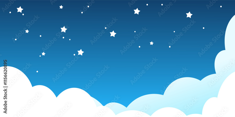 Night sky background vector with stars and clouds Night sky background vector with stars and clouds