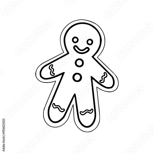 a line art cartoon of a christmas gingerbread man