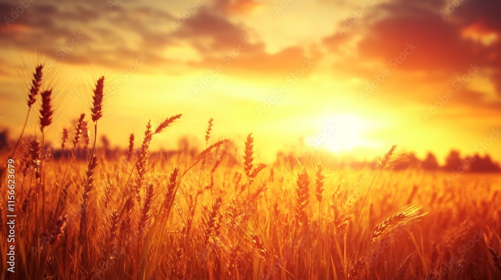 Golden Sunset Over Serene Countryside Landscape Golden Sunset Over Serene Countryside Landscape