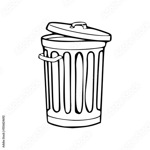 a line art drawing of a trash can illustration