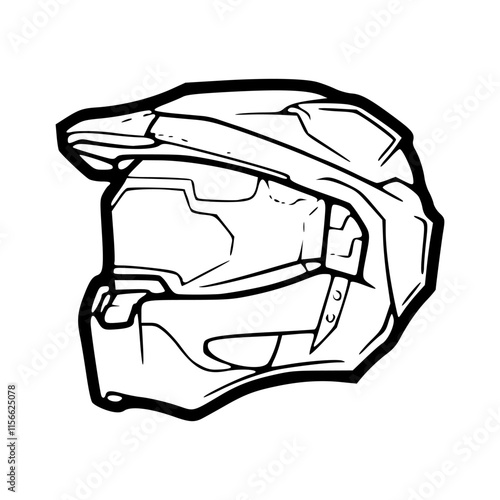 hand drawn vector illustration of a moto cross helmet  photo