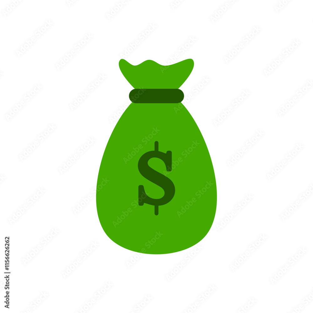 Vector icon of money bag, flat design money storage symbol. Vector icon of money bag, flat design money storage symbol.