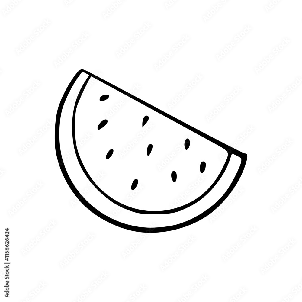 a slice of a watermelon icon in outline style a slice of a watermelon icon in outline style