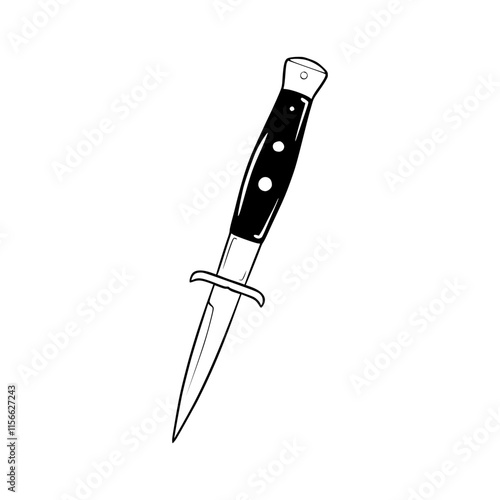 a line art drawing of a kitchen knife isolated on white