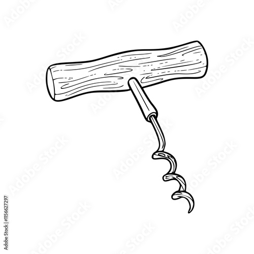 a line art drawing of a corkscrew illustration