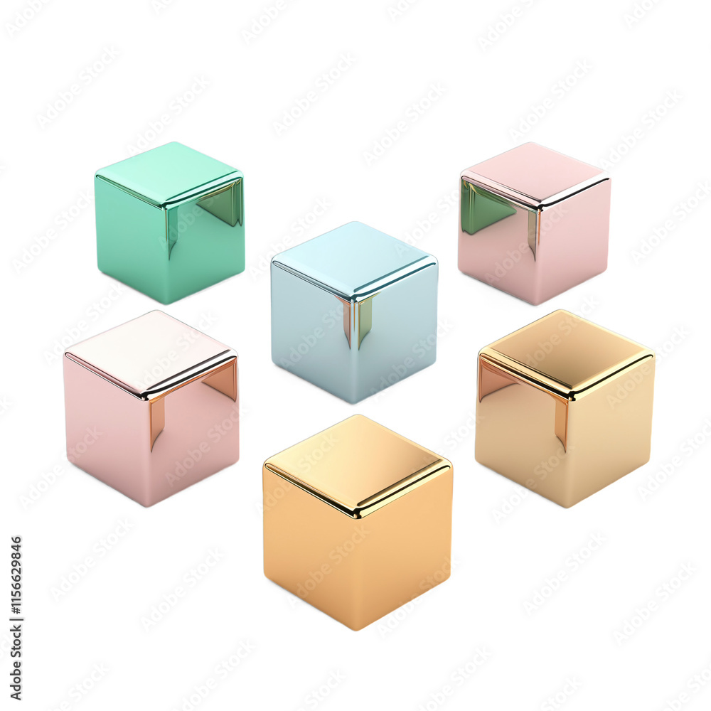 Colorful metallic cubes in various pastel shades arranged in an aesthetic formation, showcasing their sleek design and reflective surfaces. Colorful metallic cubes in various pastel shades arranged in an aesthetic formation, showcasing their sleek design and reflective surfaces.