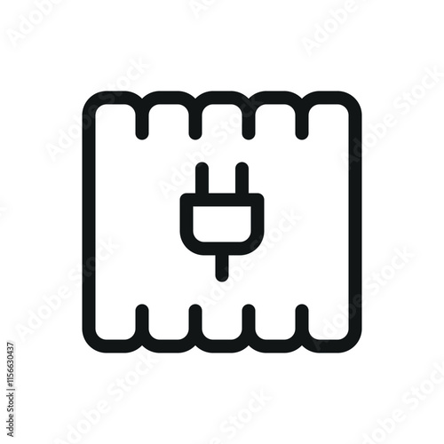 Electric wall convector isolated icon, electric radiator with plug vector symbol with editable stroke