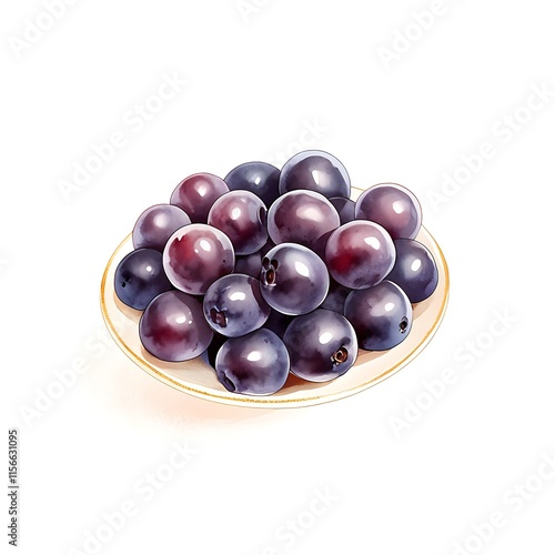 A detailed drawing of a bowl filled with vibrant blackcurrent fruit photo