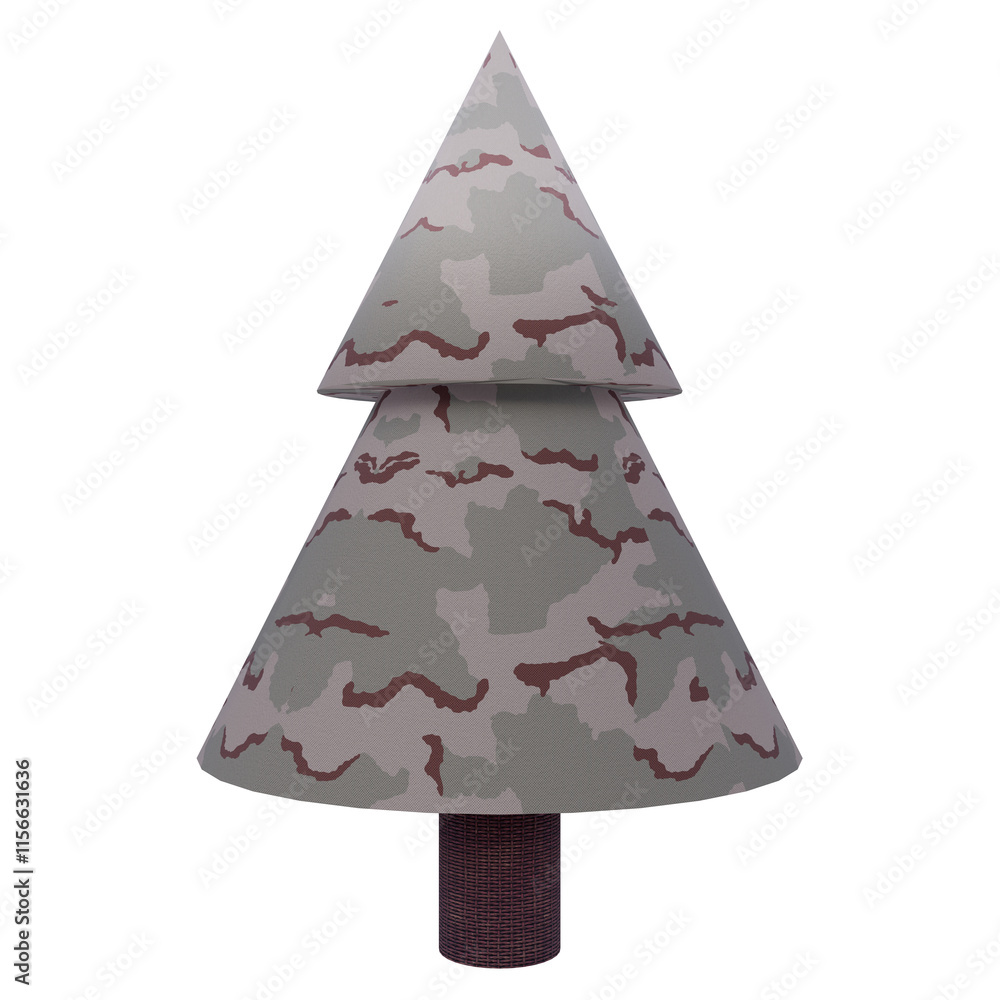 3D Christmas tree made of camouflage texture on transparent background 3D Christmas tree made of camouflage texture on transparent background