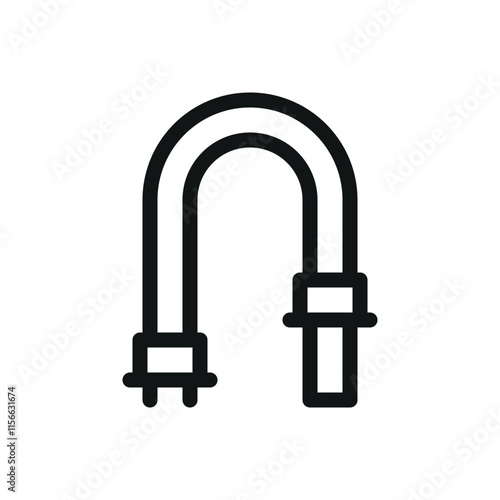 Temperature sensor probe isolated icon, waterproof temperature probe cable vector symbol with editable stroke