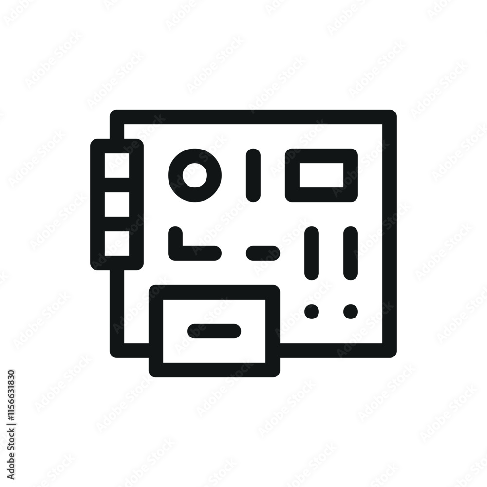 Boiler control board isolated icon, printed circuit ignition board for gas heater vector symbol with editable stroke Boiler control board isolated icon, printed circuit ignition board for gas heater vector symbol with editable stroke