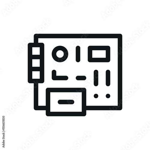 Boiler control board isolated icon, printed circuit ignition board for gas heater vector symbol with editable stroke