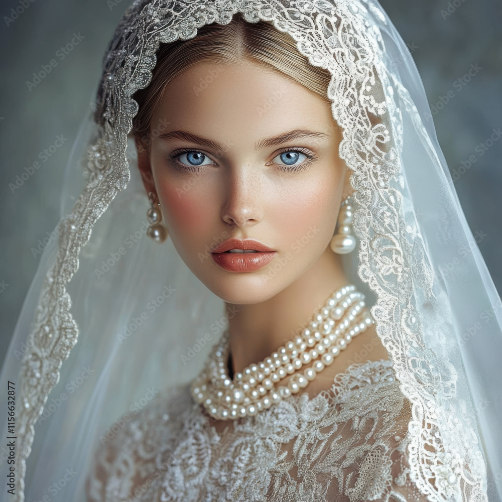 An Eastern European bride wearing a wedding dress An Eastern European bride wearing a wedding dress