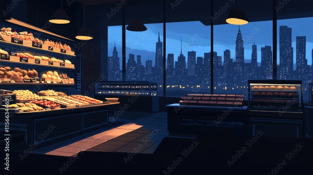Fototapeta premium City Skyline View with Dramatic Studio Lighting