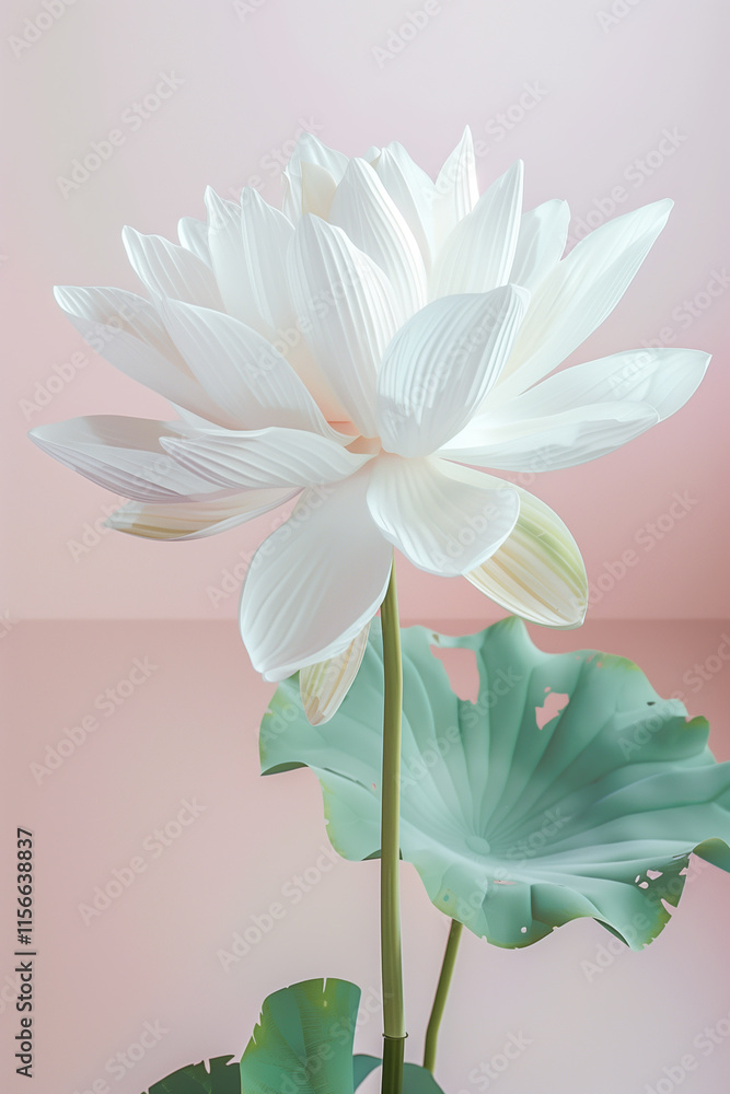 Elegant White Lotus Flower on Pink Background
Elegant White Lotus Flower on Pink Background