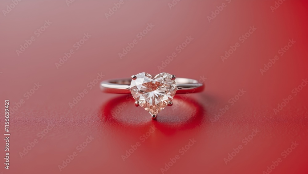 a close up of a heart shaped diamond ring on a red background a close up of a heart shaped diamond ring on a red background