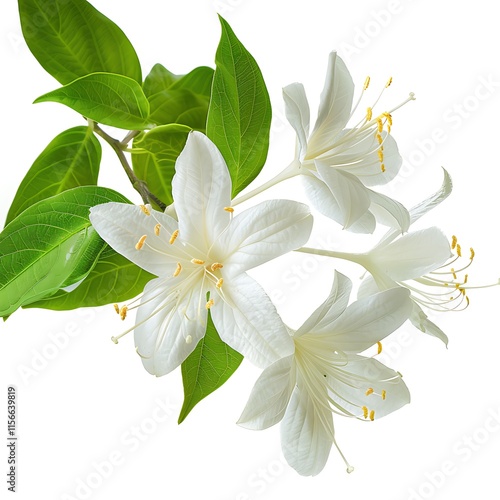 White honeysuckle flower isolated on white background with clipping path.