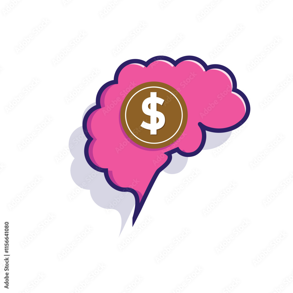 brain icon. think about money or the economy. Thinking, refreshing the mind, brain health, creative. vector illustration. colored flat design style brain icon. think about money or the economy. Thinking, refreshing the mind, brain health, creative. vector illustration. colored flat design style