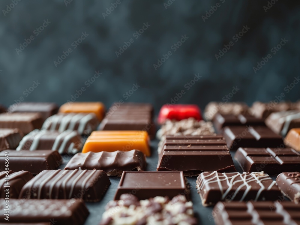 Assorted Chocolate Candies Bars on Dark Background Assorted Chocolate Candies Bars on Dark Background