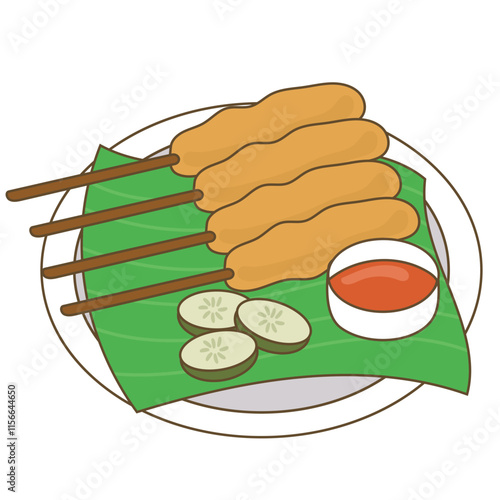 Indonesian Food Sate Lilit Illustration