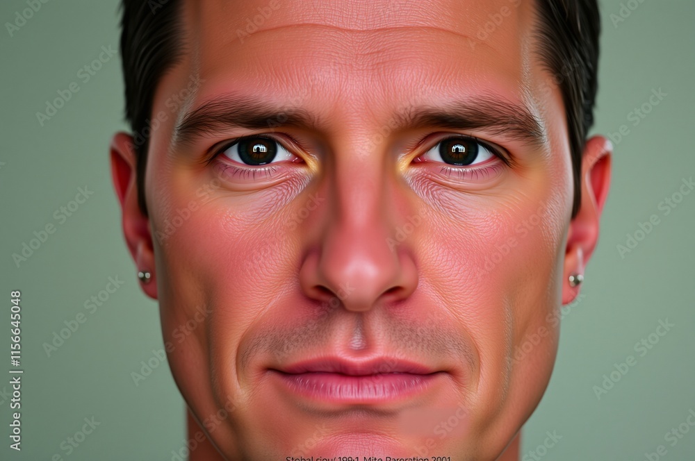 Fototapeta premium Hyper-realistic Portrait of a Middle-aged Man with Intense Eyes and Subtle Expressions