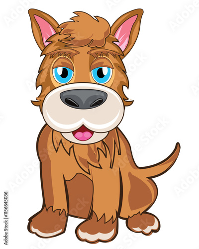 Vector illustration of the cartoon of the small dog