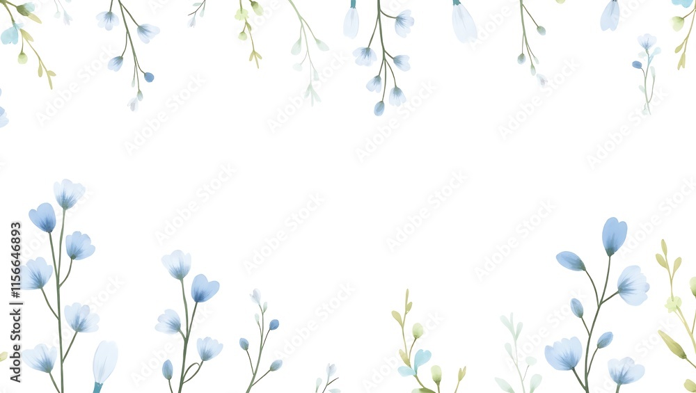 Delicate Blue Wildflowers Seamless Pattern on White Background - Minimalist Floral Design Delicate Blue Wildflowers Seamless Pattern on White Background - Minimalist Floral Design