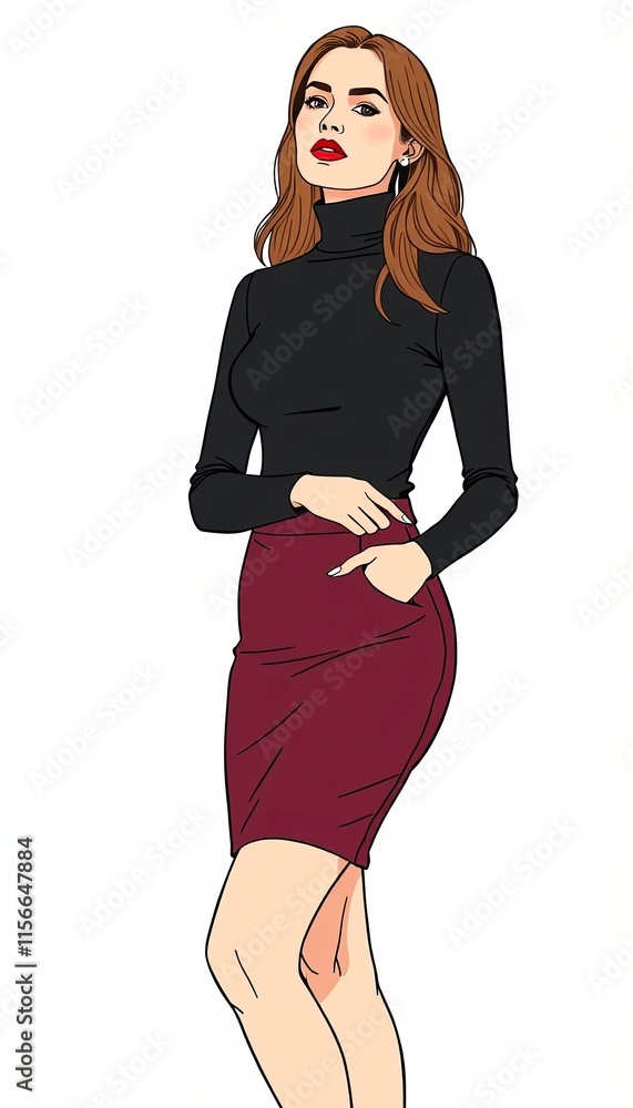 Fototapeta premium Stylish Black Top and Red Skirt