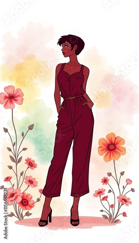 Elegant in Burgundy Jumpsuit