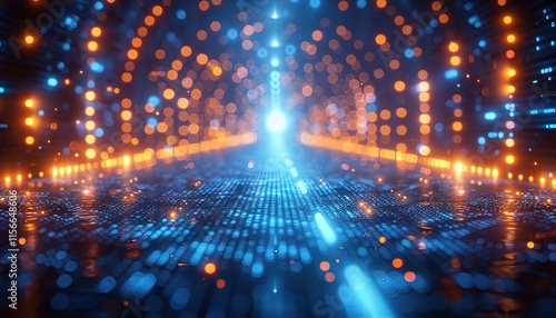 Wallpaper Mural Abstract glowing arrow lines on blue background.  Torontodigital.ca