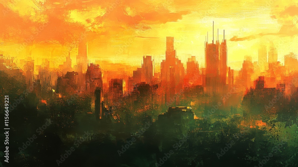 Vibrant City Skyline at Golden Hour Vibrant City Skyline at Golden Hour