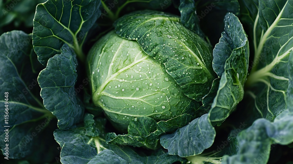 Obraz premium Fresh Green Cabbage: Nature's Bounty