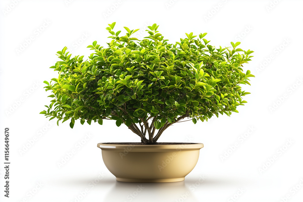 Fototapeta premium Ficus Benjamin in pot isolated on white background...