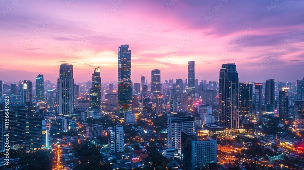 Obraz premium Neon skyline