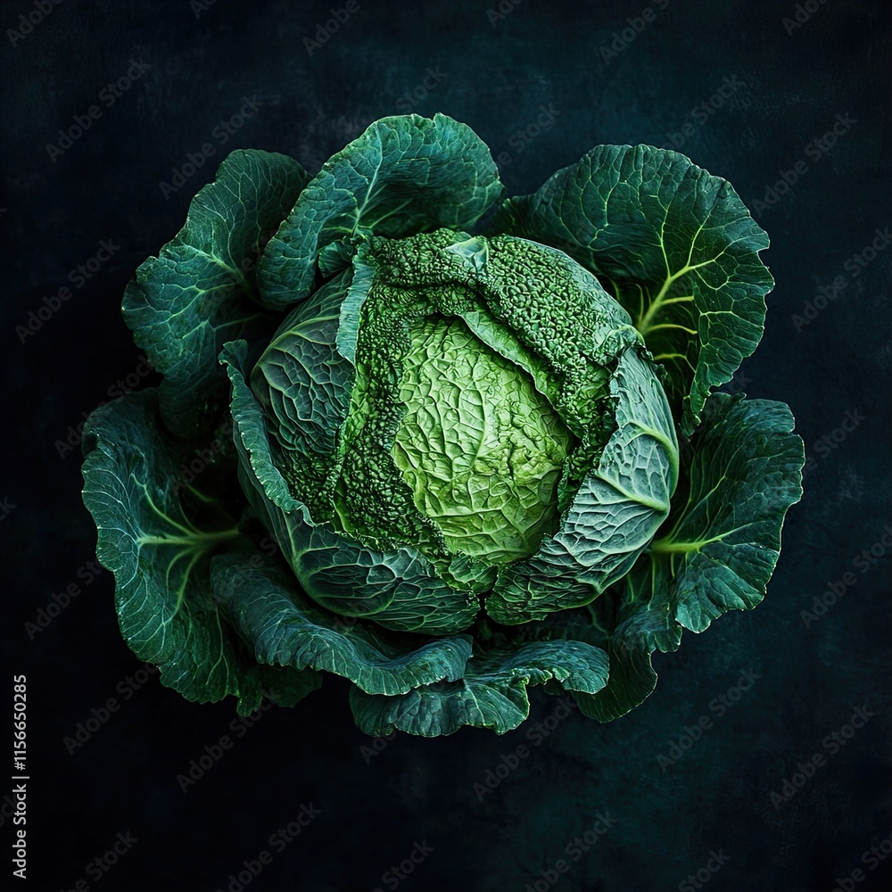 Fototapeta premium Savoy Cabbage: A Vibrant Green Vegetable