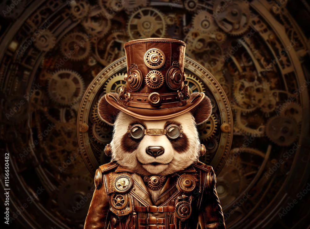 Obraz premium Panda Steampunk Style